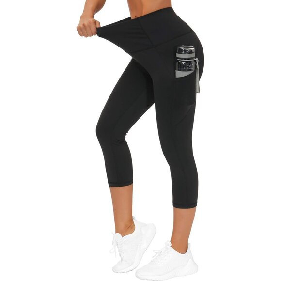Women High Waist Yoga Capris Pockets Tummy Control Workout Leggings - Picture 6 of 6
